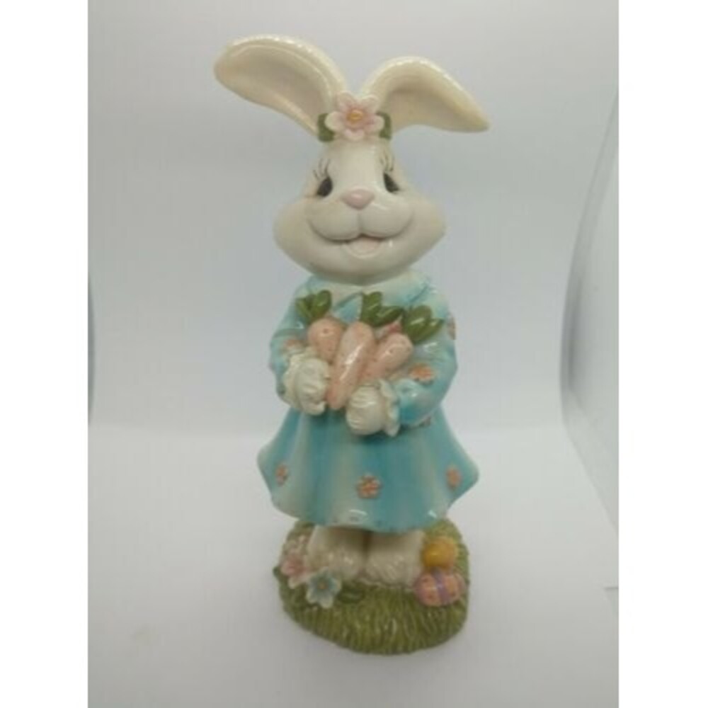 Easter Bunny in Blue Rabbit Carrots Resin Joelson Indust 2004 Spring Movement